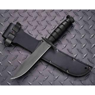 Couteau Marine Ontario 498 Lame Clip Point Acier Carbone 1095 Manche Cuir Etui Cuir USA ON8180 Livraison Gratuite