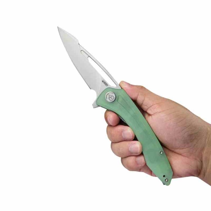 Couteau Kubey Merced Jade Lame Acier AUS-10 Manche G10 Linerlock Clip KIVT KUB345D - Livraison Gratuite