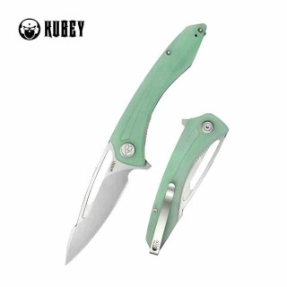 Couteau Kubey Merced Jade Lame Acier AUS-10 Manche G10 Linerlock Clip KIVT KUB345D - Livraison Gratuite