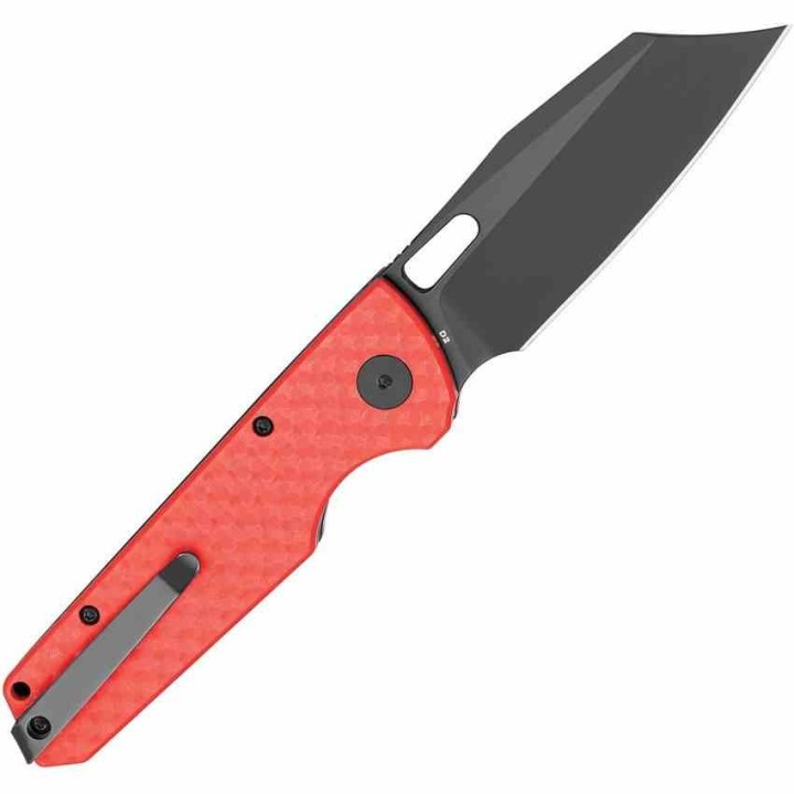 Couteau BESTECHMAN Guardian Red Lame Acier D2 Black Manche G10 Button Lock BTKMK11F - Livraison Gratuite
