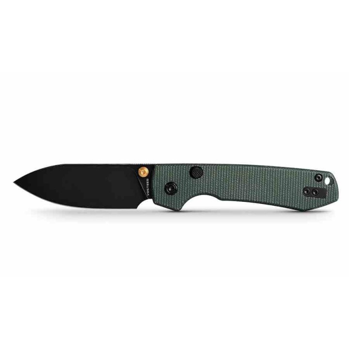 Couteau VOSTEED Raccoon Green Lame Acier 14C28N Black Manche Micarta Button Lock VOSA2901 - Livraison Gratuite