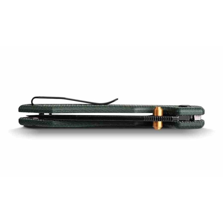 Couteau VOSTEED Raccoon Green Lame Acier 14C28N Black Manche Micarta Button Lock VOSA2901 - Livraison Gratuite