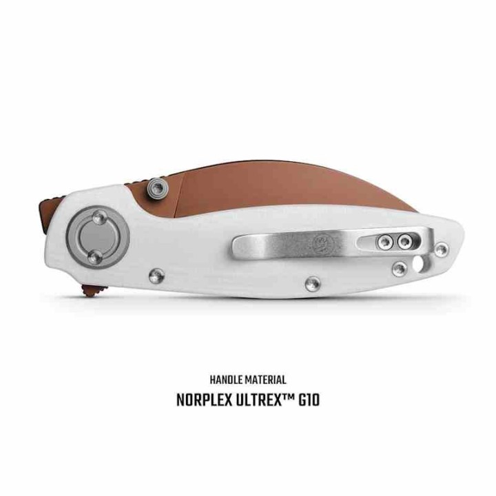 Couteau VOSTEED Shilin Cutter White Lame Acier 154CM Copper Dune Manche G10 Clip Vanchor Lock VOSA2808 - Livraison Gratuite