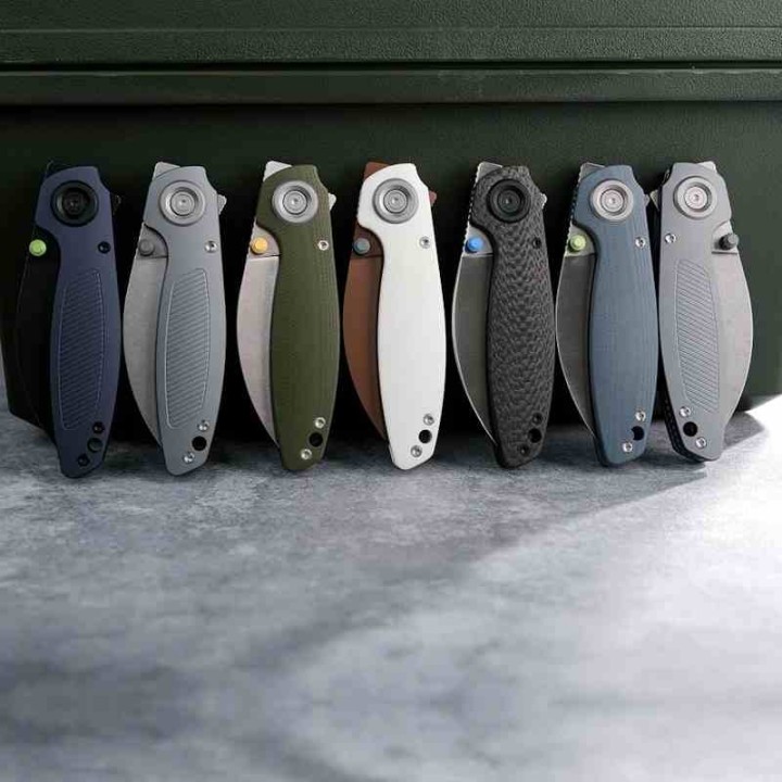 Couteau VOSTEED Shilin Cutter White Lame Acier 154CM Copper Dune Manche G10 Clip Vanchor Lock VOSA2808 - Livraison Gratuite