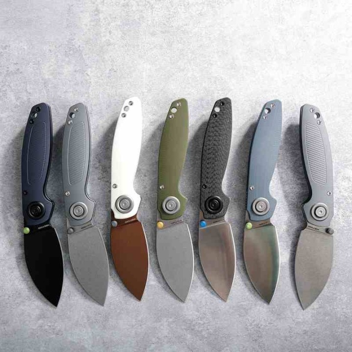 Couteau VOSTEED Shilin Cutter White Lame Acier 154CM Copper Dune Manche G10 Clip Vanchor Lock VOSA2808 - Livraison Gratuite
