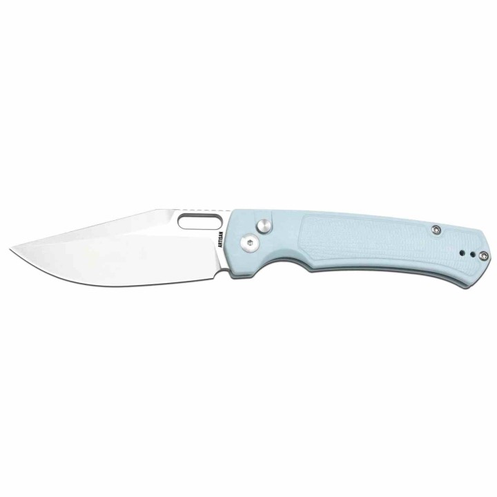 Couteau ArtisanCutlery Revel Mint Green Lame Acier AR-RPM9 Manche FRN Button Lock KIVT ATZ1867PMG - Livraison Gratuite