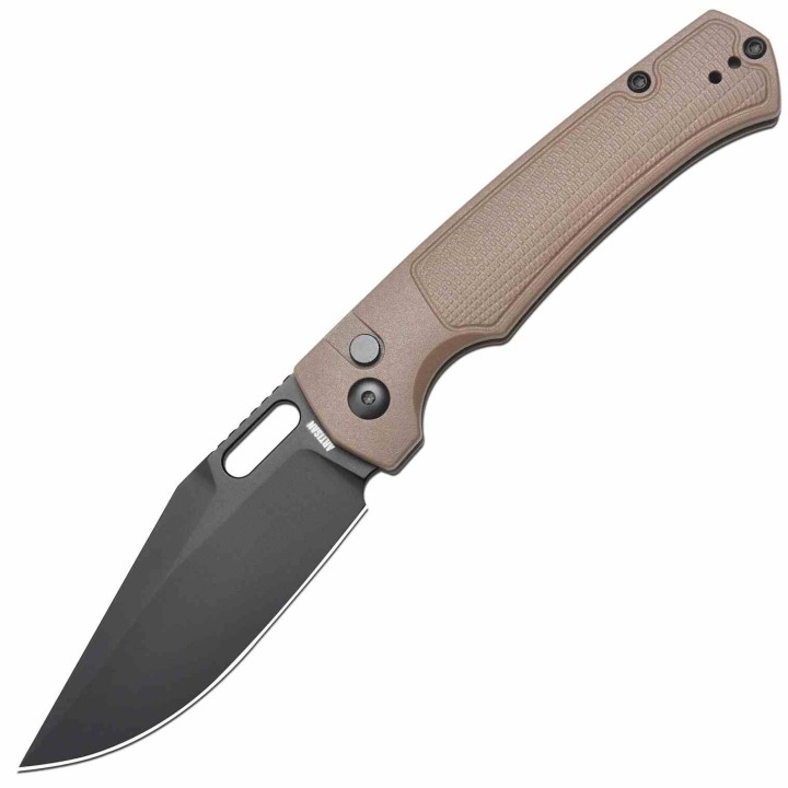 Couteau ArtisanCutlery Revel Brown Lame Acier AR-RPM9 Manche FRN Button Lock KIVT ATZ1867PBBN - Livraison Gratuite