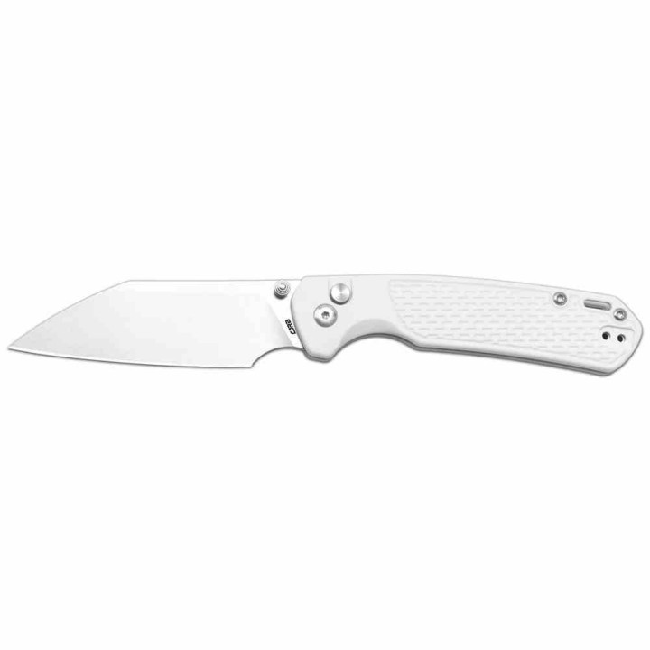 Couteau CJRB Cutlery Pyrite-Light Gray Lame Acier CPM-S90V Manche FRN Button Lock J1945GGY Livraison Gratuite