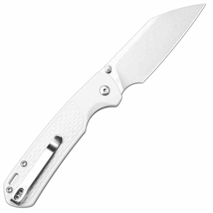 Couteau CJRB Cutlery Pyrite-Light Gray Lame Acier CPM-S90V Manche FRN Button Lock J1945GGY Livraison Gratuite