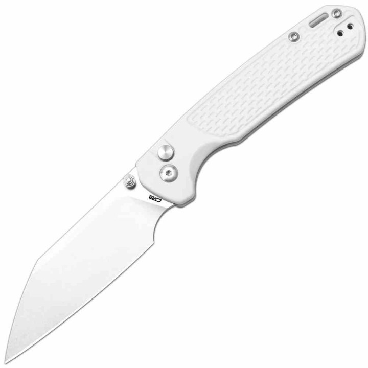 Couteau CJRB Cutlery Pyrite-Light Gray Lame Acier CPM-S90V Manche FRN Button Lock J1945GGY Livraison Gratuite