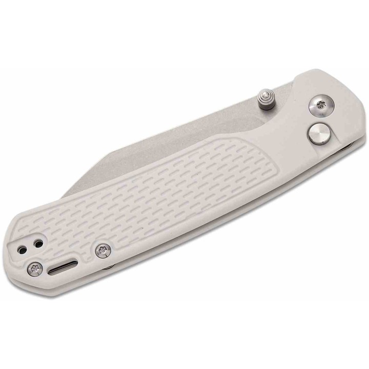 Couteau CJRB Cutlery Pyrite-Light Gray Lame Acier CPM-S90V Manche FRN Button Lock J1945GGY Livraison Gratuite