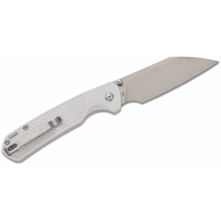 Couteau CJRB Cutlery Pyrite-Light Gray Lame Acier CPM-S90V Manche FRN Button Lock J1945GGY Livraison Gratuite