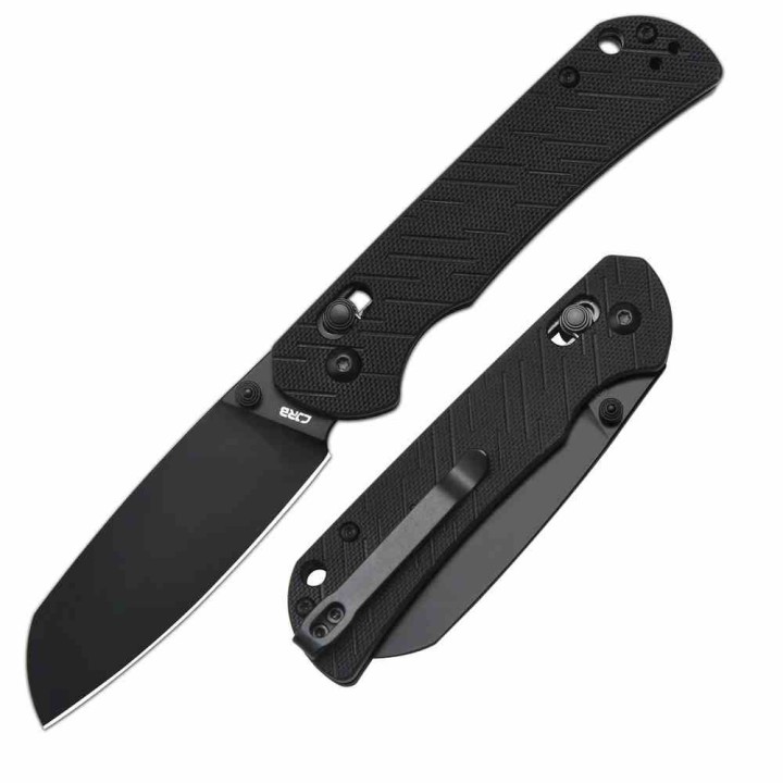 Couteau CJRB Lyrid Black Lame Acier AR-RPM9 Manche G10 Crossbar KIVT Clip J1953BBK - Livraison Gratuite