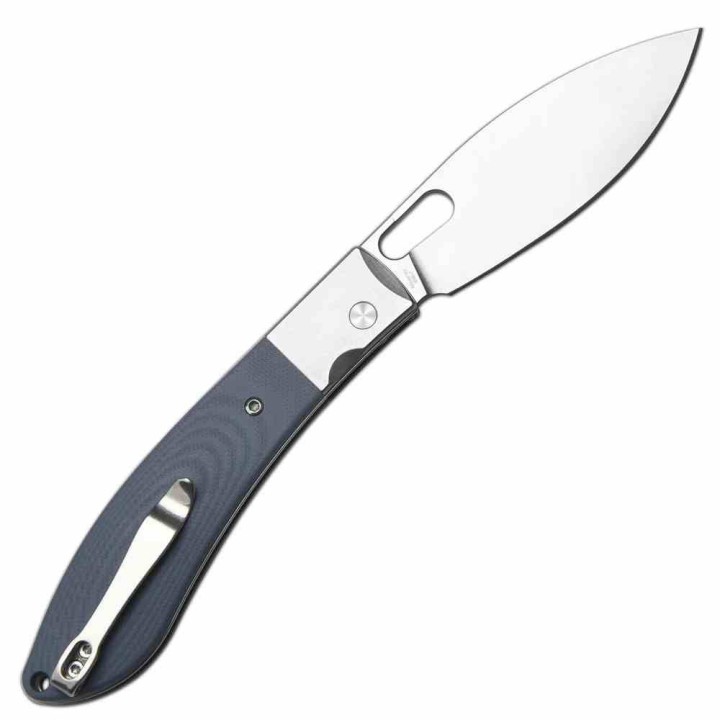 Couteau CJRB Cutlery Sasaya Gray Lame Acier AR-RPM9 Manche G10 Mitres Acier Button Lock KIVT J1959GY - Livraison Gratuite