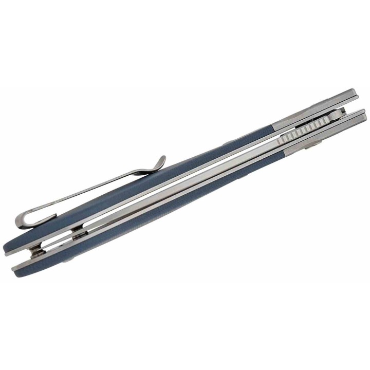 Couteau CJRB Cutlery Sasaya Gray Lame Acier AR-RPM9 Manche G10 Mitres Acier Button Lock KIVT J1959GY - Livraison Gratuite