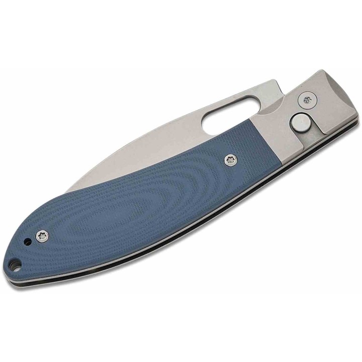 Couteau CJRB Cutlery Sasaya Gray Lame Acier AR-RPM9 Manche G10 Mitres Acier Button Lock KIVT J1959GY - Livraison Gratuite
