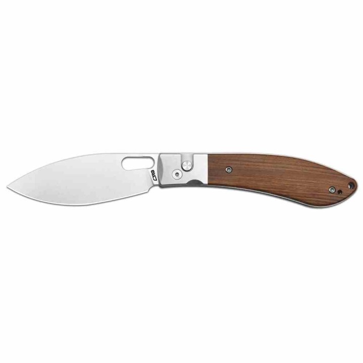 Couteau CJRB Cutlery Sasaya Wood Lame Acier AR-RPM9 Manche Bois Mitres Acier Button Lock KIVT J1959WD - Livraison Gratuite