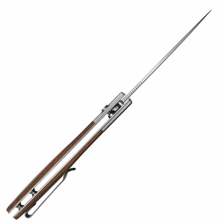Couteau CJRB Cutlery Sasaya Wood Lame Acier AR-RPM9 Manche Bois Mitres Acier Button Lock KIVT J1959WD - Livraison Gratuite