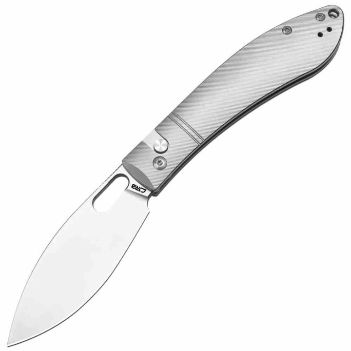 Couteau CJRB Sasaya Titane Lame Acier S35VN Manche Gris Button Lock KIVT J1959GGY - Livraison Gratuite