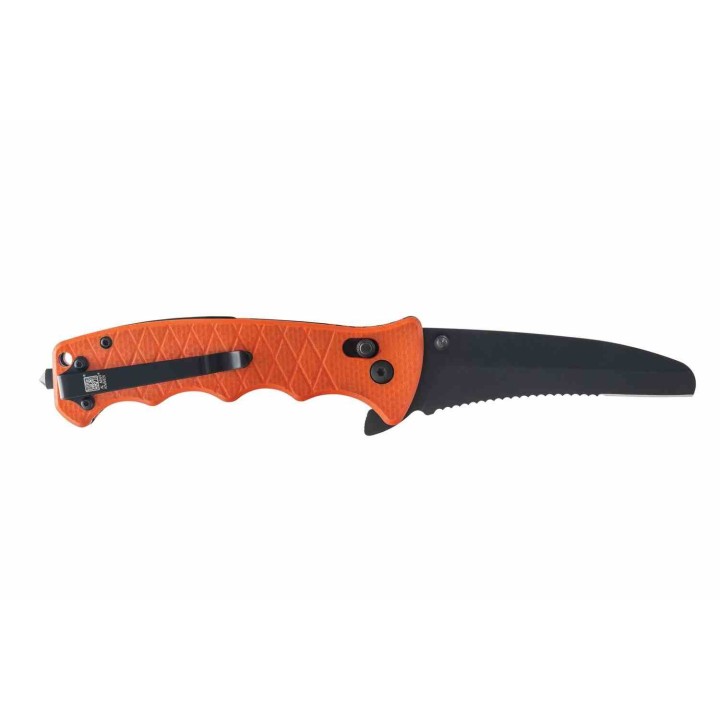 Couteau Al Mar Secours Lame Acier D2 Manche G10 Brise-Vitres Coupe-Ceinture Clé d'Oxygène AMK1050RAK - Livraison Gratuite