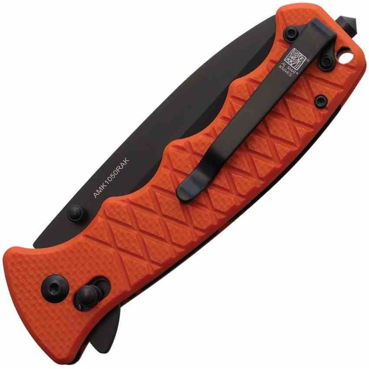 Couteau Al Mar Secours Lame Acier D2 Manche G10 Brise-Vitres Coupe-Ceinture Clé d'Oxygène AMK1050RAK - Livraison Gratuite