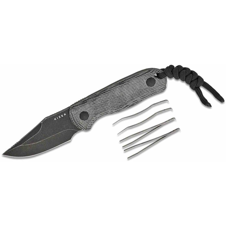 Couteau Kizer Drop Bear Fixed Lame Acier AEB-L Manche Micarta Noir Etui Kydex KI1092A1 - Livraison Gratuite