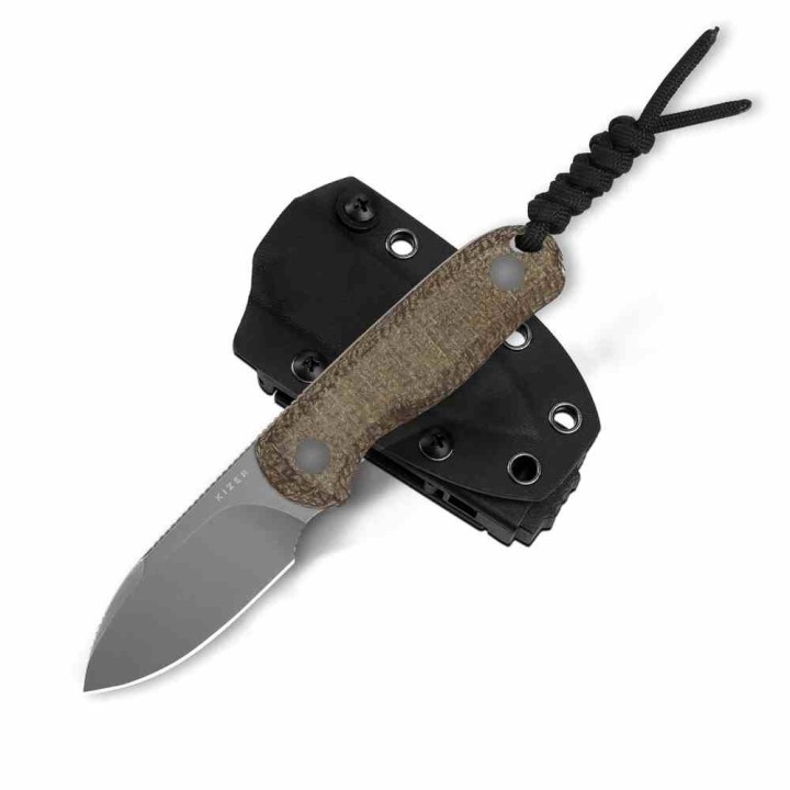 Couteau Kizer Drop Bear Fixed Lame Acier14C28N Manche Micarta Brown Etui Kydex KI1094A1- Livraison Gratuite