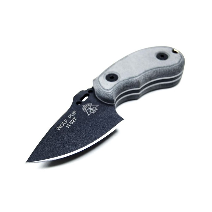 COUTEAU DE COMBAT TACTICAL SURVIE TOPS KNIVES Wolf Pup Compact Fixed Blade Knife + Sheath COUTEAU TOPS KNIVES MADE IN USA TP10