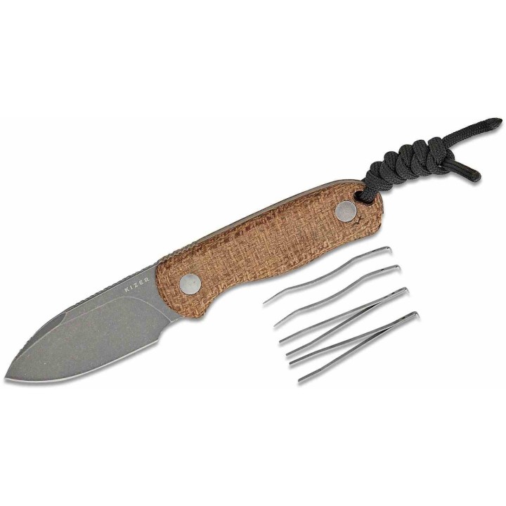 Couteau Kizer Drop Bear Fixed Lame Acier14C28N Manche Micarta Brown Etui Kydex KI1094A1- Livraison Gratuite